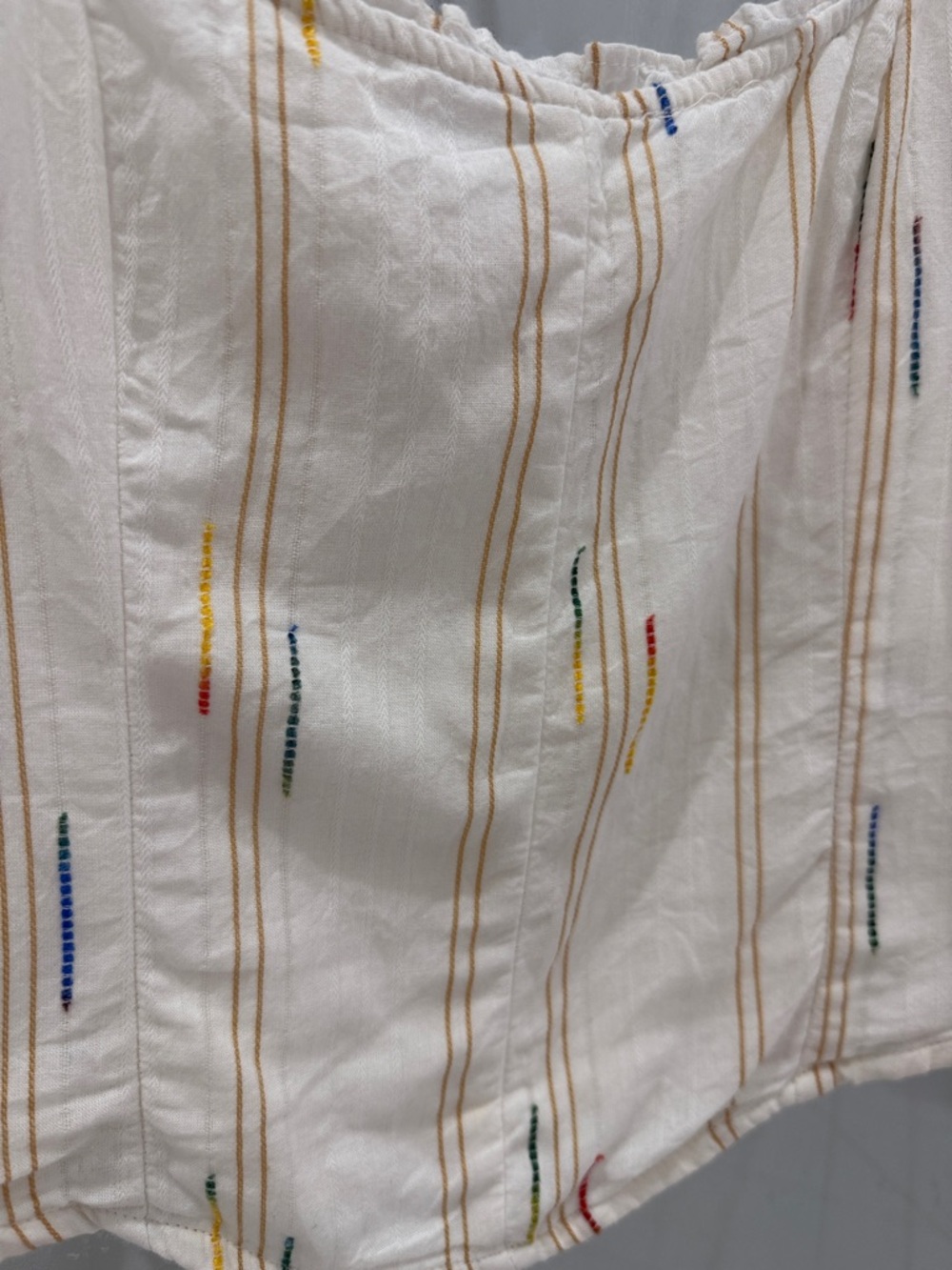 🌈▫️ Free People Cream Seratonin Corset Smocked Square-Neck Top Multi-Stripe ▫️🌈 - Picture 9 of 9